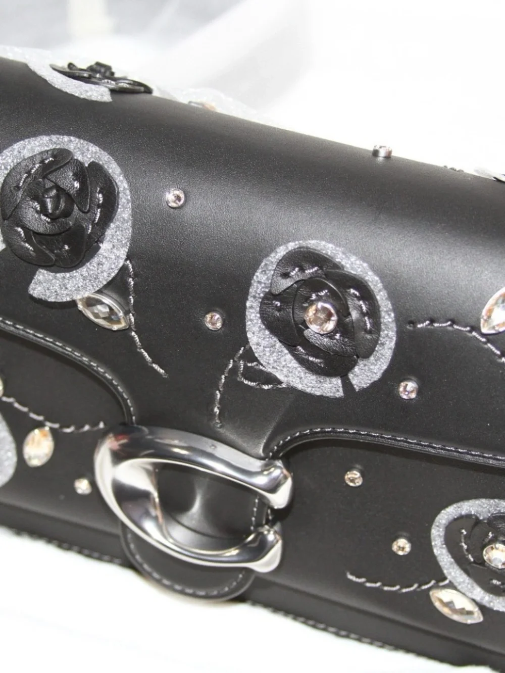 COACH Tabby 26 Shoulder Bag Floral Applique Crystal Embellishment